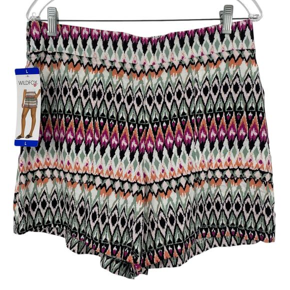 NEW WILDFOX Argyle Tribal Print Flowy Bohemian Shorts Size Large Multicolor - Picture 1 of 5